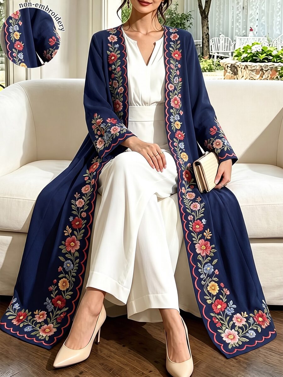SHEIN Najma 女款花卉印花休閒聚會與旅行長袍 - 彩色 - 查看 1