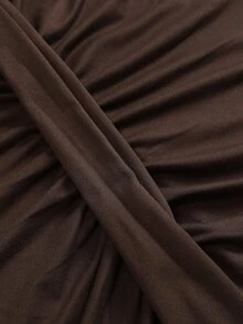 Cravure Elegant Plus Size Sleeveless Mermaid Dress, Deep V Knot Front Formal Party Maxi Gown - Coffee Brown - View 3