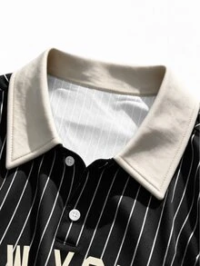 Manfinity EMRG Men's Summer Casual Striped Letter Print Polo Shirt - Multicolor - View 3