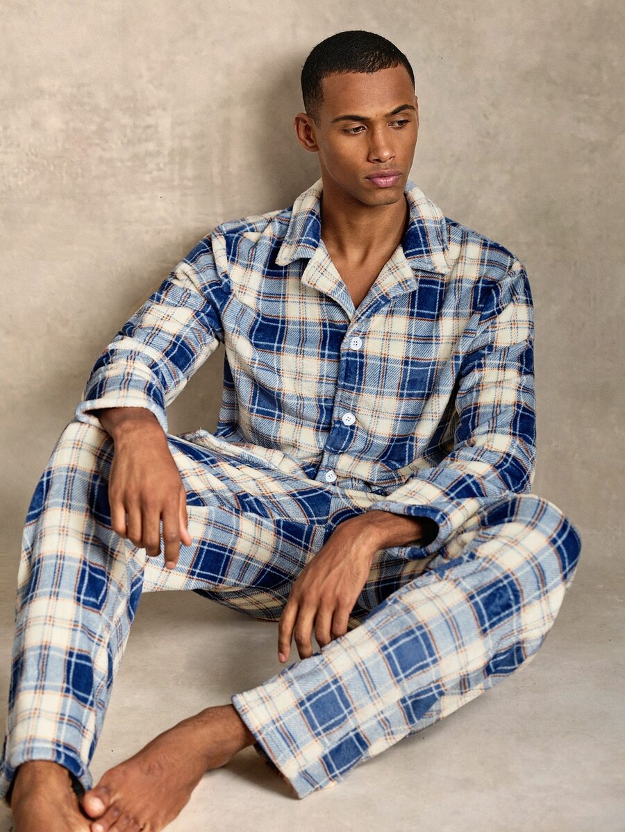 EverLounge Men's Casual Plush Plaid Loungewear Set - Multicolor - View 1