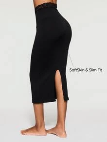 Ocili 1pc Lace Trim Lightweight Comfortable Half Slip Dress Skirt Inner Layer Suitable For Daily Wear - Black - View 3