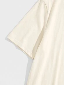 Sorvial Stickad enfärgad herr T-shirt i plus size med rund hals och kort ärm - Aprikos - Visa 6