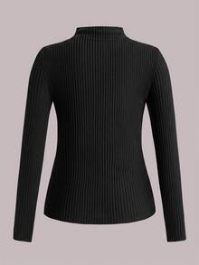 SHEIN VCAY 大尺碼女款基礎純色多件組長袖T恤內搭衫，適合秋季、晚間、假日、正式場合，黑色灰色白色，休閒寬鬆款 - 彩色 - 查看 3