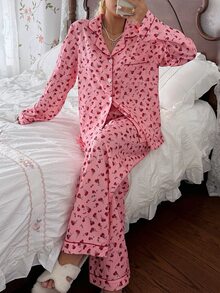 CottageSlumber Women's New Ditsy Floral Casual Long Sleeve Long Pants Pajama Set - Pink - View 7