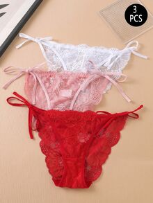 Snug Zone 女款蕾絲側綁帶三角內褲 3 件組 - 彩色 - 查看 1
