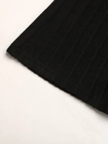 SHEIN Tween Girl 2件組休閒黑白長袖修身針織上衣與喇叭褲套裝，適合秋冬穿著 - 黑與白 - 查看 10