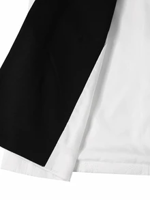Manfinity AFTRDRK 男士白色壓紋提花西裝套裝，成熟商務披肩領雙排扣主持西裝 2 件組 - 白色 - 查看 3