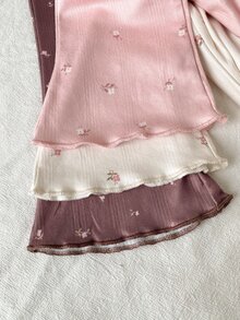 SHEIN Playful Pals 3pcs/Set Solid Color Long Pants For Baby Girls, Simple & Fashionable, Suitable For Outings, Spring/Autumn, Comfortable & - Multicolor - View 8