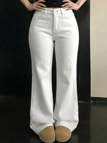 Dazy Plus Plus Size Women's Casual Daily Travel Denim Jeans With Pockets And Buttons - White - View 2
