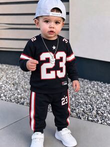 Baby Boy Number Pattern Casual Everyday Long Sleeve Sweatshirt - Multicolor - View 3