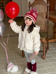 DAZY Baby Girl Casual Versatile Everyday Outing Hooded Jacket - Apricot - View 5