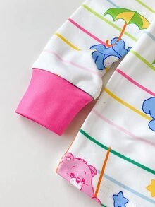 SHEIN X Care Bears 女童休閒簡約居家服套裝，柔軟舒適長袖長褲，適合秋冬，貼身剪裁 - 彩色 - 查看 8