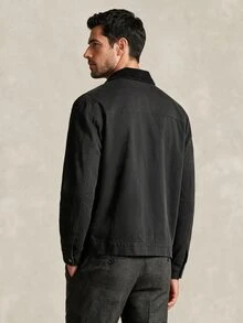 Lornavo Men's Zipper Pocket Long Sleeve Jacket, Versatile For Daily Wear - Black - View 2