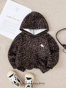 Cozy Pixies 女嬰豹紋休閒百搭日常穿著連帽衛衣 - 彩色 - 查看 3