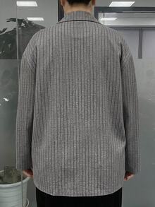Dazy Plus Korean Style Striped Loose Office Wear Spring/Autumn New Blazer Jacket - Dark Grey - View 2