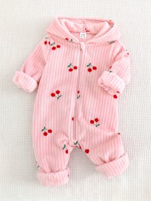 SHEIN 女嬰可愛舒適長袖連帽連身衣 - 粉色 - 查看 1