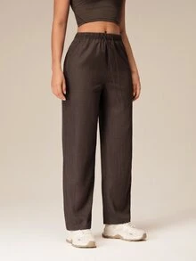 OutZeal Women Outdoor Pants Casual Work Soft Mid Waist Straight Leg Pants - Coffee Brown - View 3