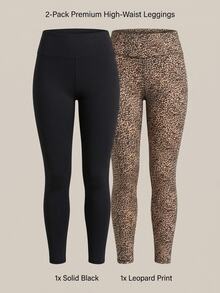 Freevana Legging Fashion Ketat Pinggang Tinggi Motif Leopard untuk Wanita Ukuran Plus - MultiWarna - View 2