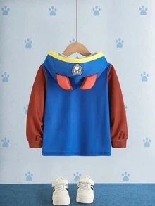 SHEIN | PAW Patrol Young Boy Colorblock Zip-Up Casual Daily Long Sleeve Hooded Sweatshirt - Navy Blue - View 2