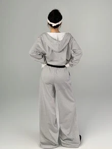DAZY Women's Striped Colorblock Camisole Top And Long Pants Sports Set - Black and White - View 8