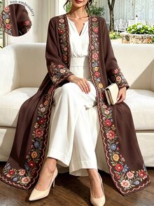 SHEIN Najma Women's Floral Print Casual Gathering & Travel Abaya - Multicolor - View 1