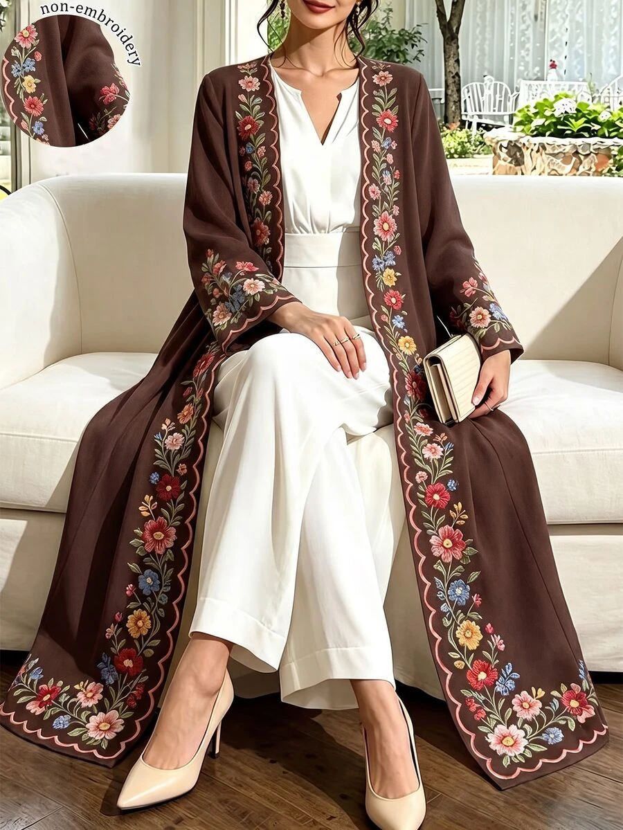 SHEIN Najma 女款花卉印花休閒聚會與旅行長袍 - 彩色 - 查看 1