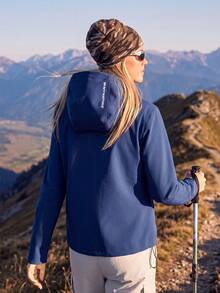 In My Nature Women's Zipper Front Hooded Outdoor Softshell Jacket - Navy Blue - View 2