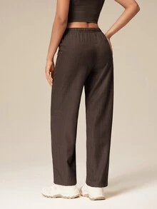 OutZeal Women Outdoor Pants Casual Work Soft Mid Waist Straight Leg Pants - Coffee Brown - View 5