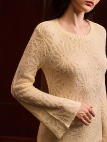 MOTF PREMIUM WOMEN'S APRICOT LONG SLEEVE SWEATER AND KNITTED SKIRT 2 PIECES SET FOR AUTUMN/WINTER, CASUAL AND DATE WEAR - Apricot - View 2