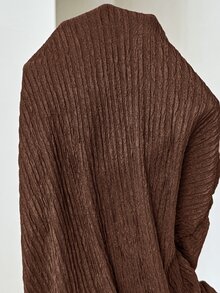 SHEIN 孕婦純色不對稱單肩休閒日常穿著夏季洋裝 秋冬休閒款 - 咖啡 - 查看 5