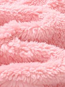 Cozy Pixies Baby Girl Knit Solid Color Faux Fur Long Sleeve Top And Pants Set, 2 Pieces Loungewear, Suitable For Autumn/Winter - Baby Pink - View 6