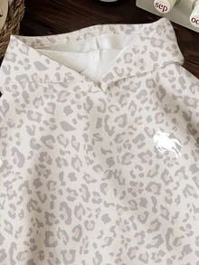 Tween Girl Leopard Print Striped Colorblock Sweatshirt Sweatshirt For Outings And Outdoor Picnics - Multicolor - View 6