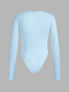 SHEIN EZwear 3件裝純色百搭對比色女款長袖修身連身衣，適合春秋穿著 - 彩色 - 查看 5