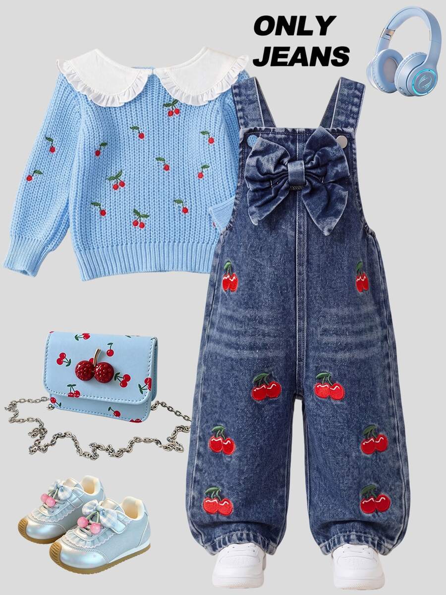 Genkimix Kids Baby Girl Denim Overalls, All-Season New Style, Cute ...