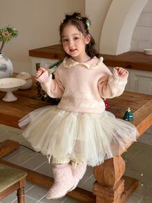 DAZY Infant/Toddler (Girl) Turn Collar Autumn/Winter Long Sleeve Cartoon Sweater - Pink - View 8
