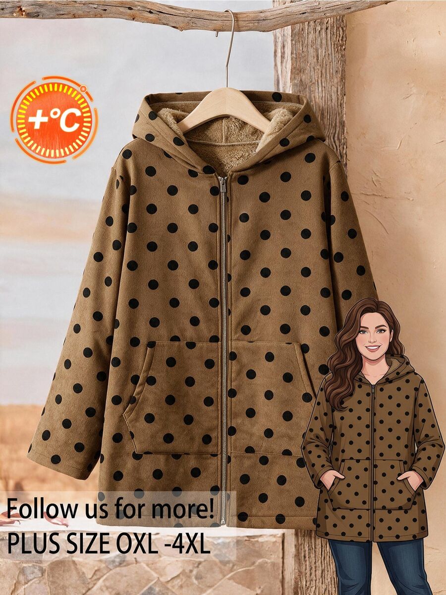 Rusticease Plus Size Colorblock Pocket Zip Fleece Hooded Extra Long Sleeve Jacket Casual Outerwear Fall Winter 2026 - Multicolor - View 1