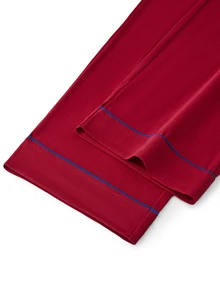 LUVLETTE Plus Size  Soft 100% Pure Cotton Red Basic Long Sleeve Button-Up Top & Pants Pajama Sets For Men Lounge With Pockets Pajamas Christmas & New Years - Red - View 13