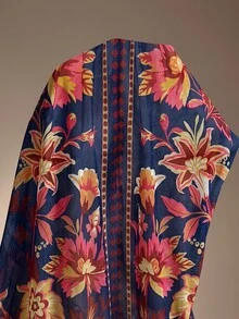 SHEIN Swim 女款花卉印花V領休閒度假罩衫洋裝 - 彩色 - 查看 7