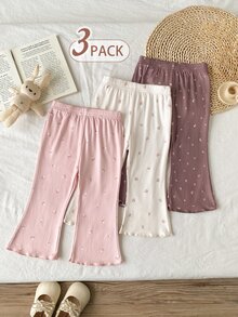 SHEIN Playful Pals 3pcs/Set Solid Color Long Pants For Baby Girls, Simple & Fashionable, Suitable For Outings, Spring/Autumn, Comfortable & - Multicolor - View 1