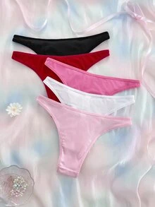 Eraneu 5PCS Floral Embroidered Heart Ring Women's Panties, Soft And Comfortable, Suitable For Daily Wear, Sweet And Cute, Multiple Colors Available, Suitable For Various Outfit Scenarios - Multicolor - View 2