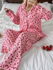 CottageSlumber Women's New Ditsy Floral Casual Long Sleeve Long Pants Pajama Set - Pink - View 4