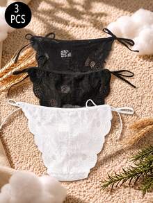 Snug Zone 女款蕾絲側綁帶比基尼內褲 3 件組 - 彩色 - 查看 2