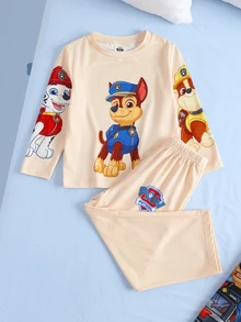 SHEIN | PAW Patrol Young Boy Cartoon Print Long Sleeve Top And Pants Pajamas - Multicolor - View 1