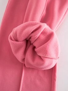 SHEIN 青少年女孩條紋圓領長袖運動衫與運動長褲休閒套裝 - 粉色 - 查看 9