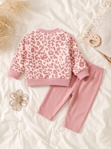 Newborn Baby Letter Print Long Sleeve Top And Pants Casual Everyday Set - Multicolor - View 2