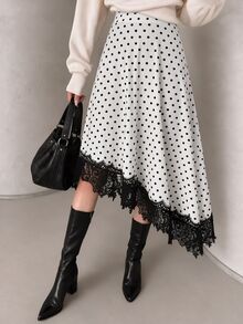 Modelyn 時尚新款天鵝絨波點女款秋冬半身裙 - 白色 - 查看 6
