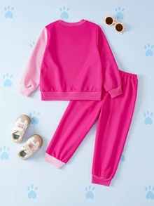 SHEIN | PAW Patrol 女童卡通印花長袖運動衫與慢跑褲套裝 - 彩色 - 查看 2