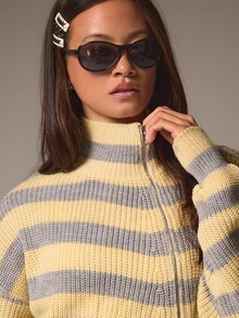 Athîral Cardigan Kasual Bergaris untuk Wanita, Cocok untuk Sehari-hari - MultiWarna - View 6