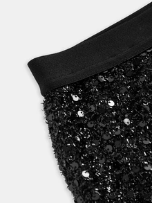 Tween Girls Black Sequin Mini Skirt, Versatile Elegant Glamorous For Holiday Party And Dance Kids - Black - View 4