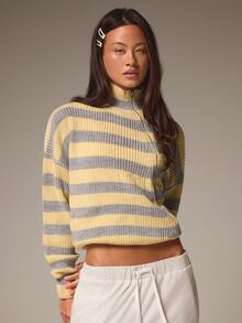 Athîral Cardigan Kasual Bergaris untuk Wanita, Cocok untuk Sehari-hari - MultiWarna - View 5